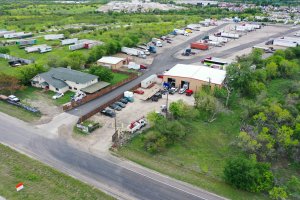 1st aerial shot of San Antonio truck parking location