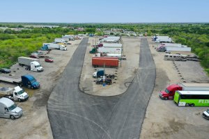 3rd aerial shot of San Antonio truck parking location