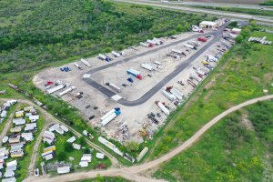 4th aerial shot of San Antonio truck parking location