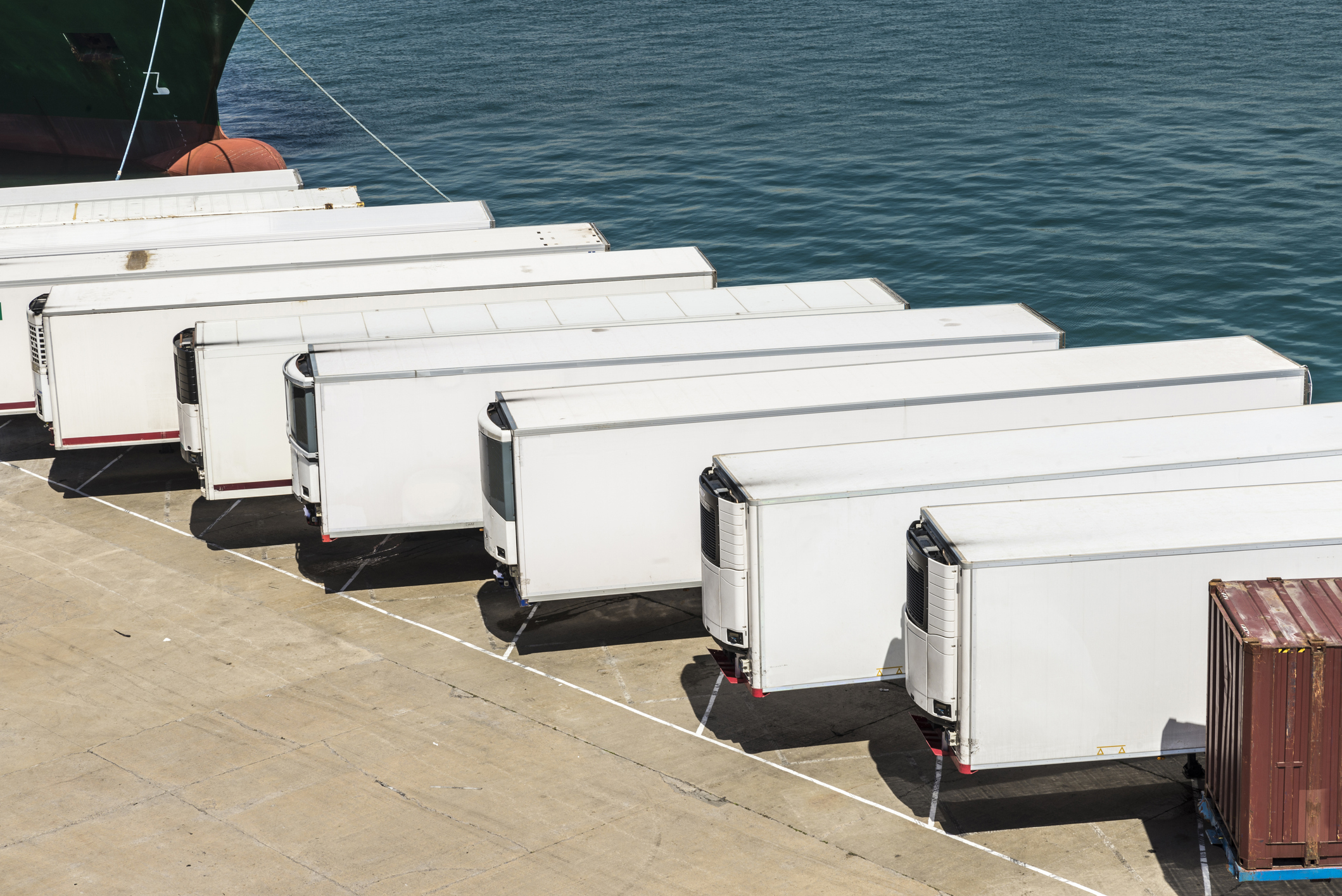 trailers lined up at shipping yard